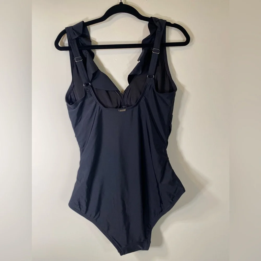 DKNY Ruffle Plunge One-Piece
Swimsuit - Picture 3 of 9